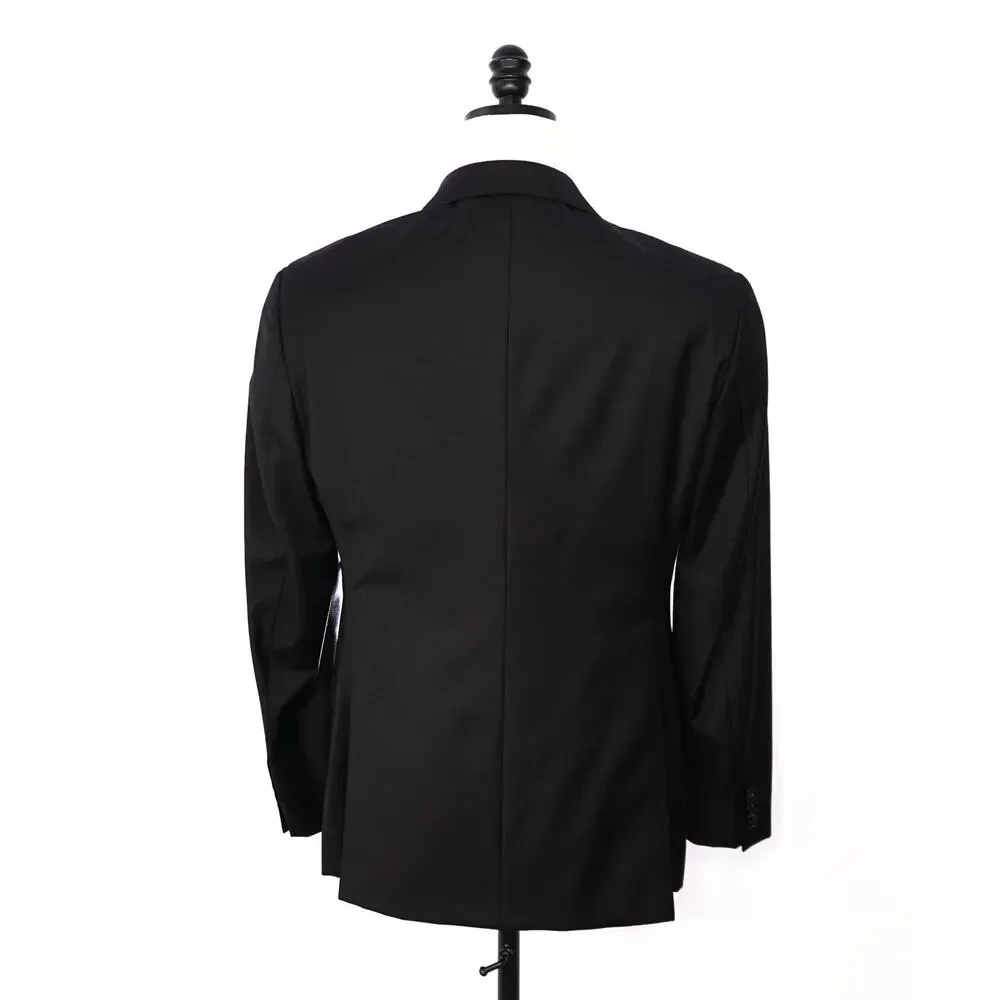 $1,495 EMPORIO ARMANI - Solid Black 130's Wool Blazer - 40R